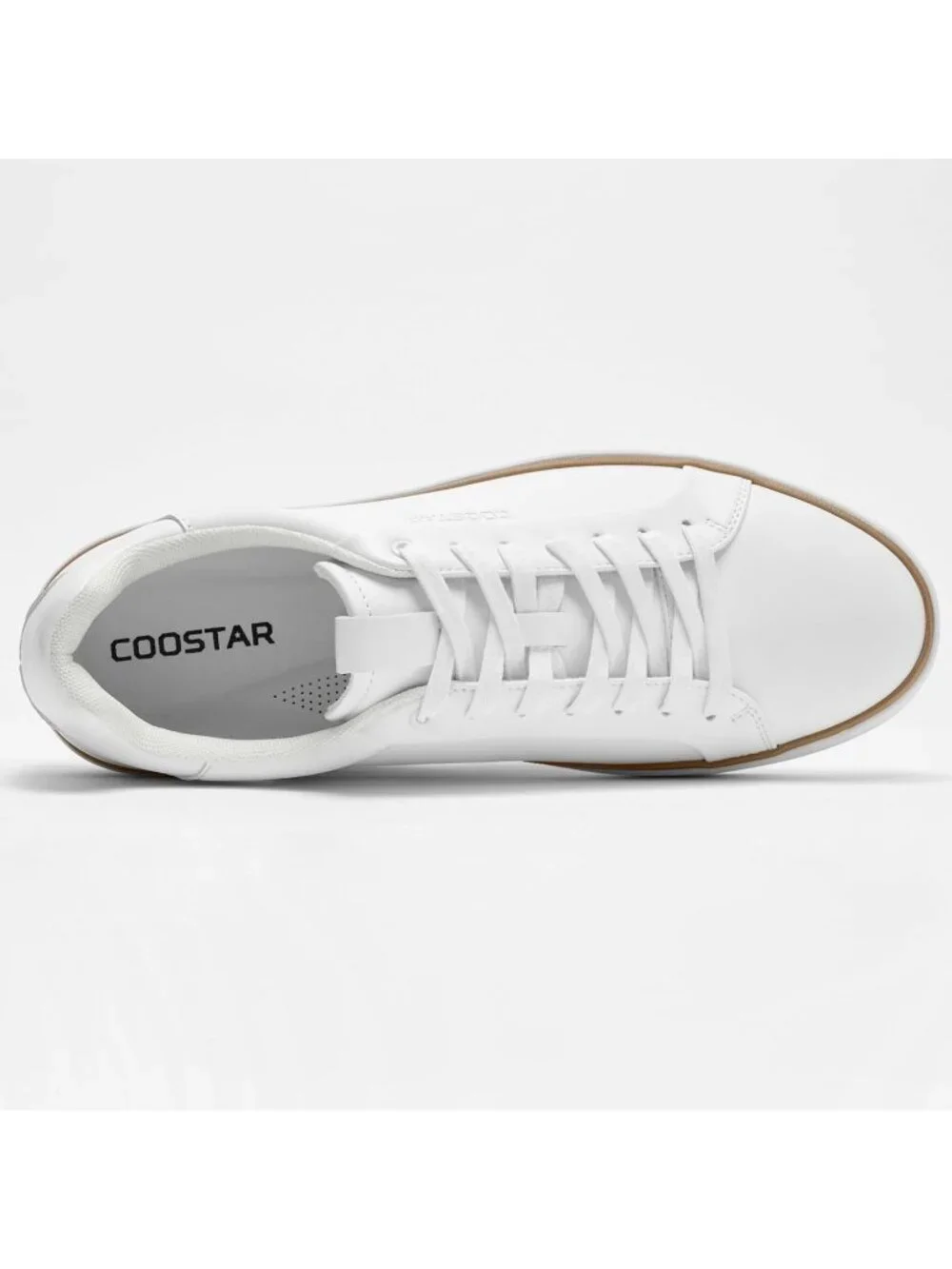 Coostar Men's White Rubber Sole Lightweight Comfortable Classic Lace Up Sneakers
